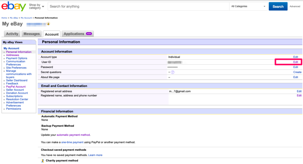 ebayアカウント登録